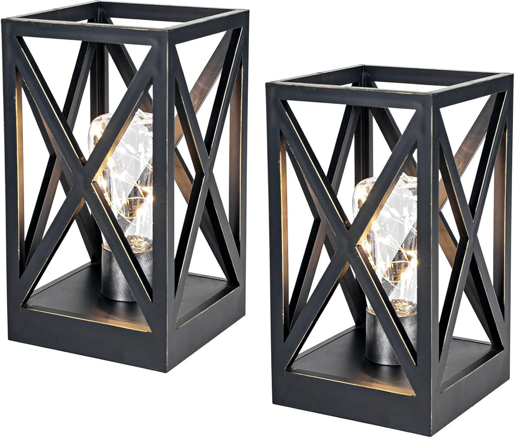 Cordless Mid-Century Black Table Lamp — Black