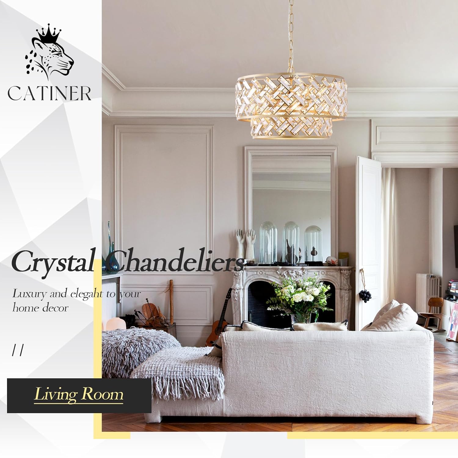 Round Luxe Black Chandelier — 20" - View 9