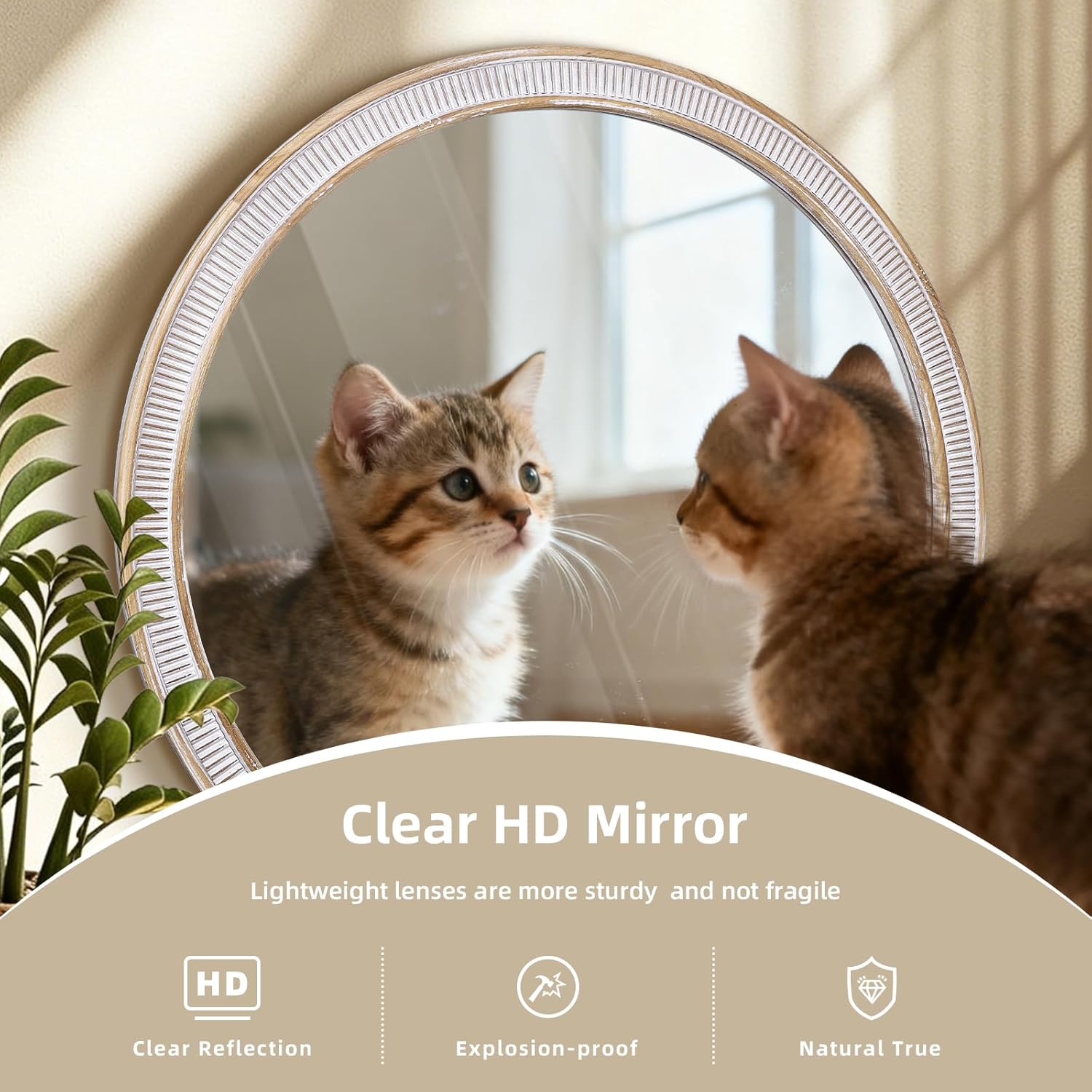 Round Farmhouse Wood Mirror — 36" - View 5