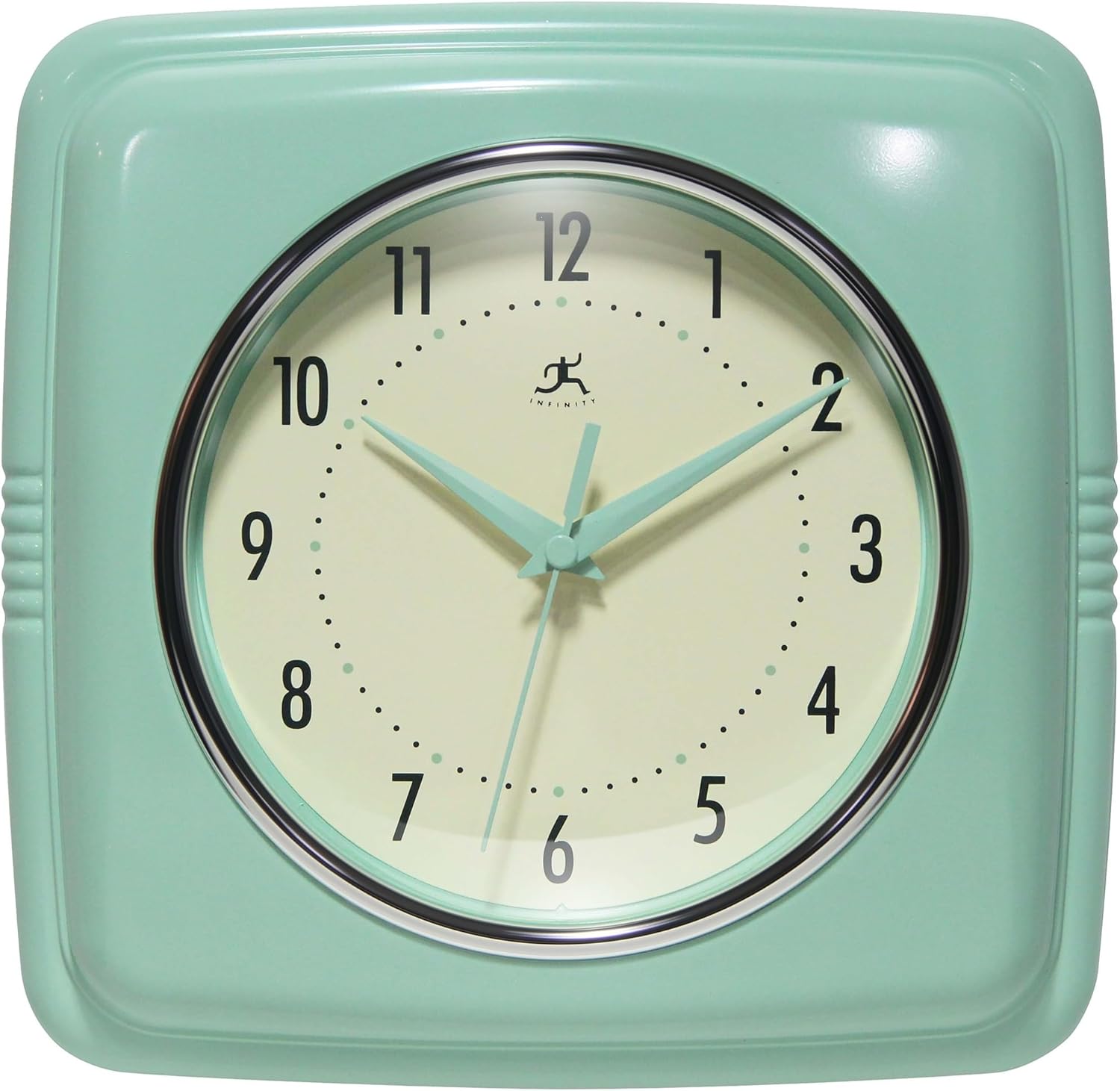 Vintage Mid-Century Beige Wall Clock — 9" — Pastel Green