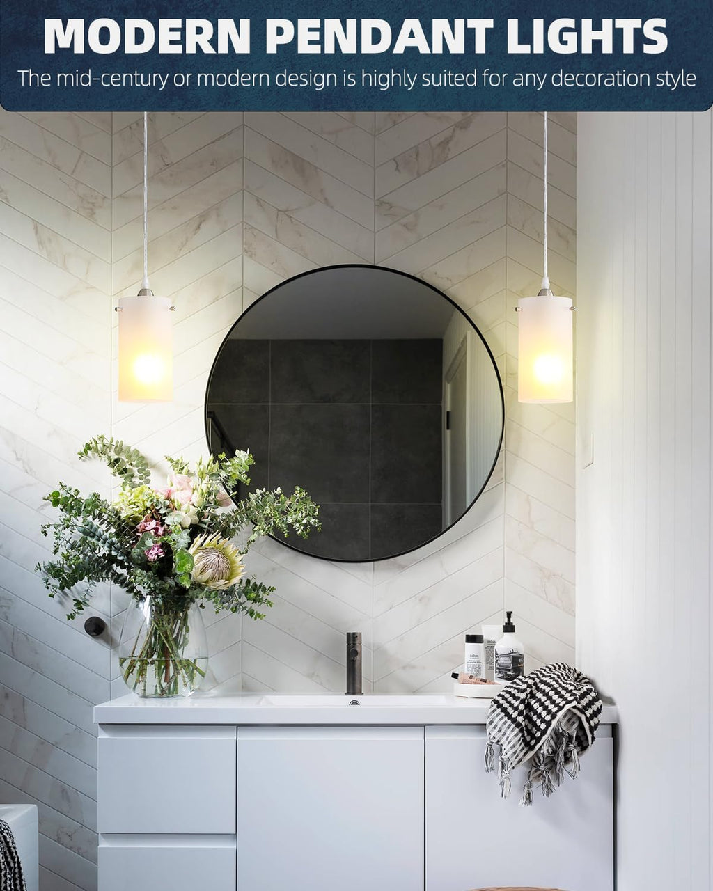 Adjustable Modern Black Chandelier — 1-Light - View 7