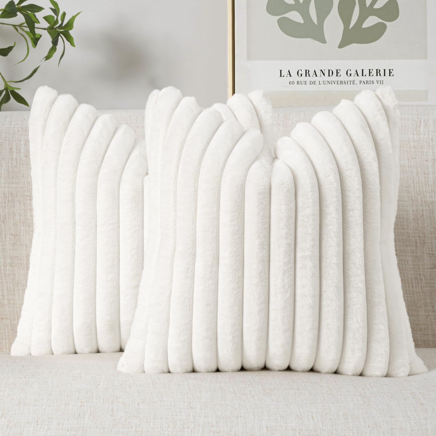 Vintage Boho Beige Throw Pillow Cover — 18" — 20" x 20" (Pack of 2)