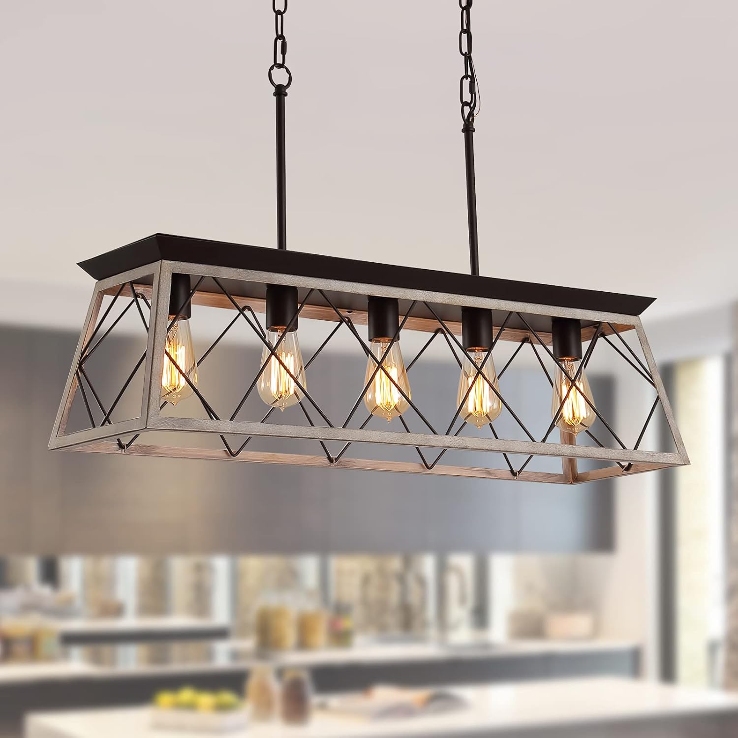 Vintage Farmhouse Gold Chandelier — Oak White-5