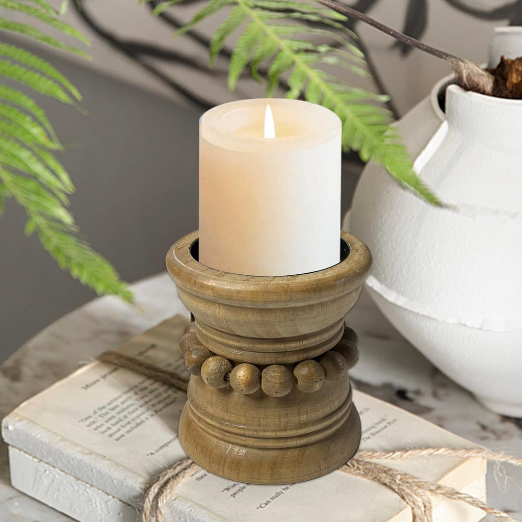 Farmhouse Beige Pillar Candle - View 6