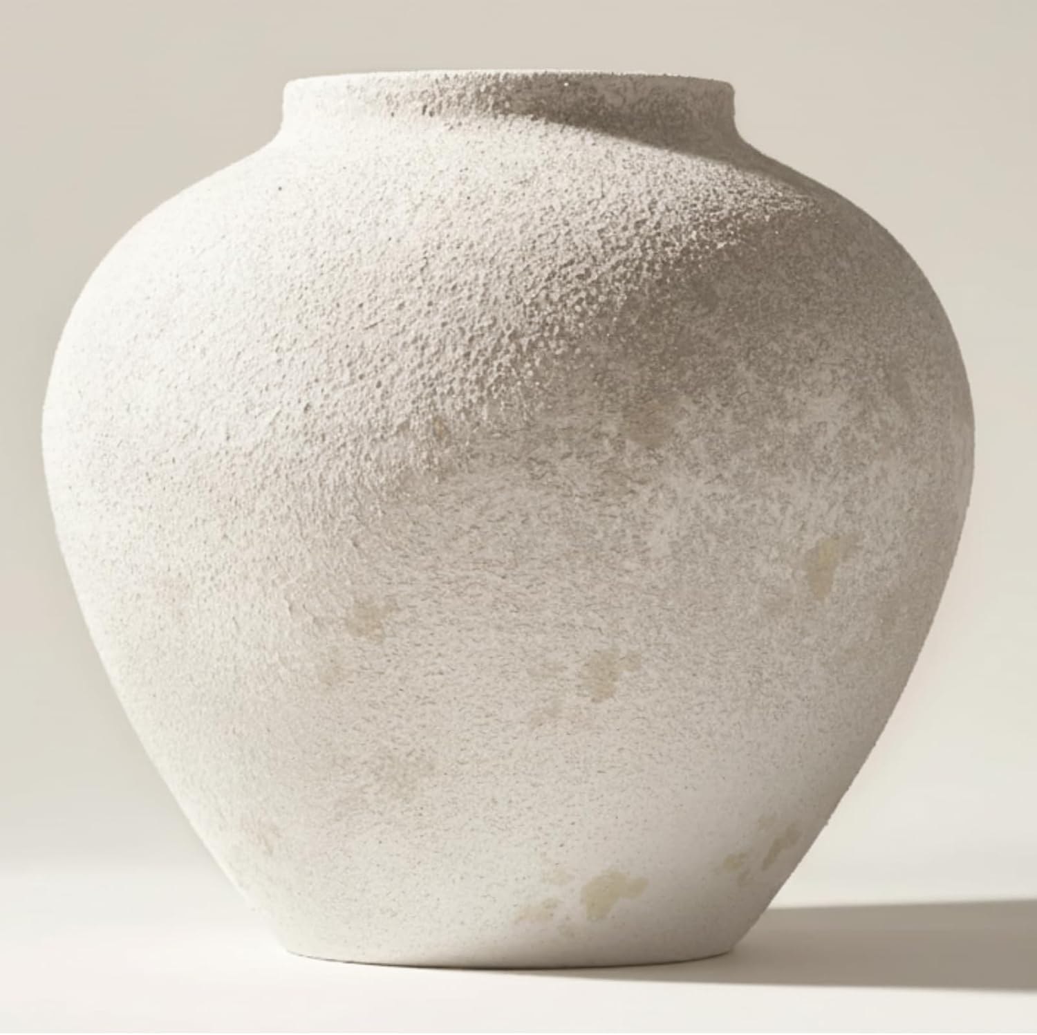 Modern Black Vase — White Large Round