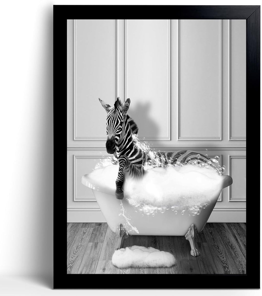 Framed Wood Canvas Wall Art — 8" — Zebra WAll Art