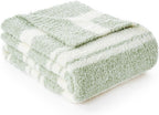Knit Beige Throw Pillow — 50" — Stripe Green