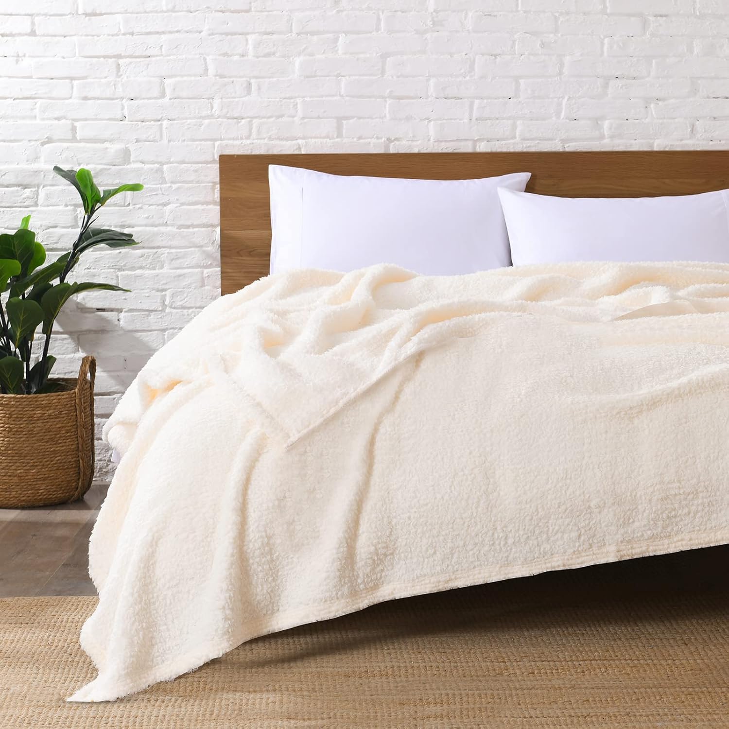 Boho Beige Throw Pillow — 50" — Antique White