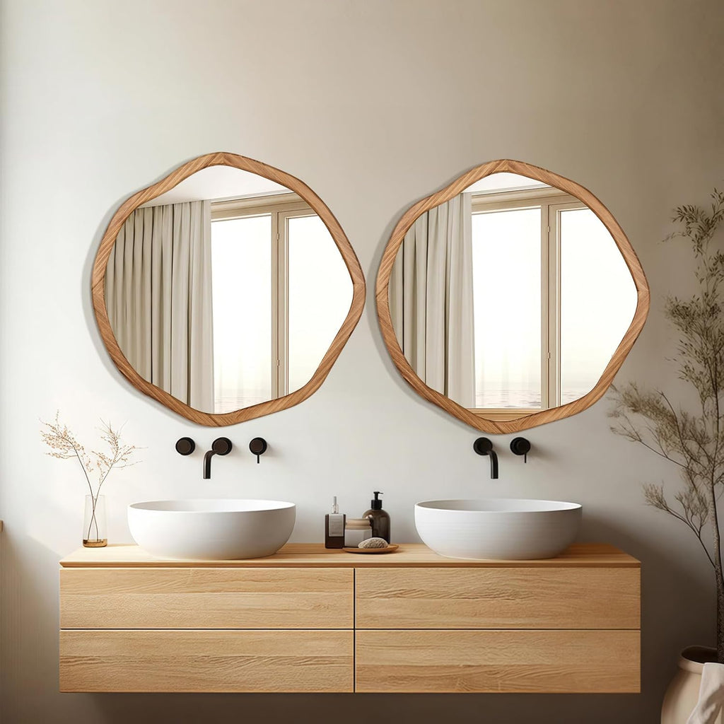 Round Farmhouse Brown Wall Mirror — 30" - View 6