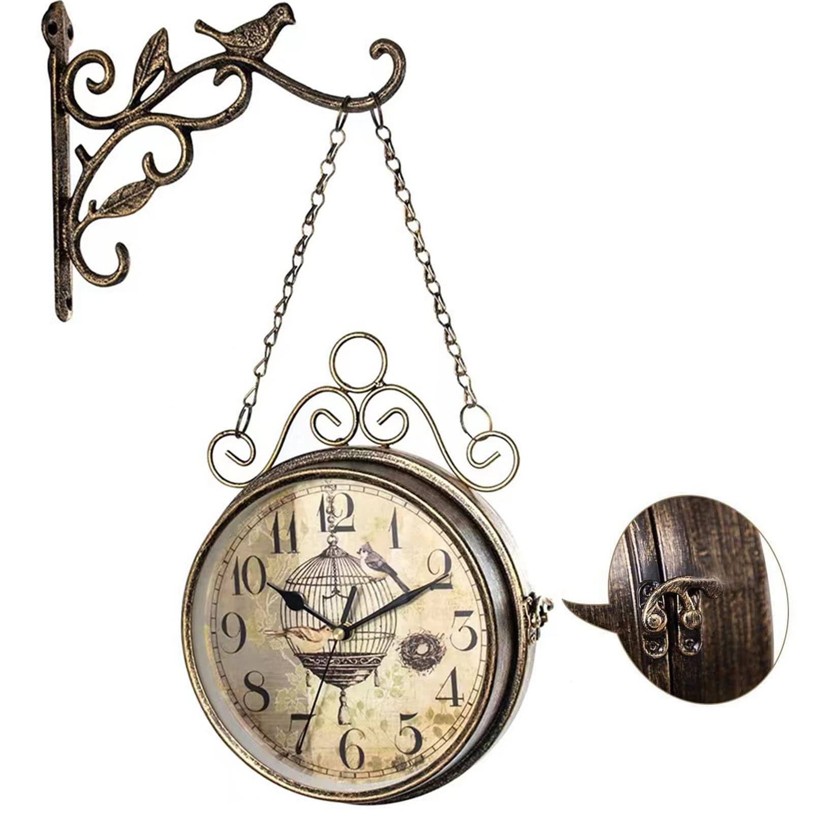 Round Mid-Century Metal Wall Clock — 8"