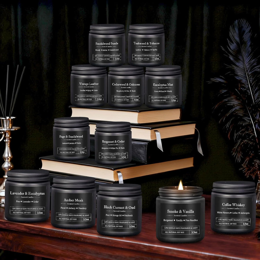 Soy Wax Black Scented Candle — 12x8 - View 4