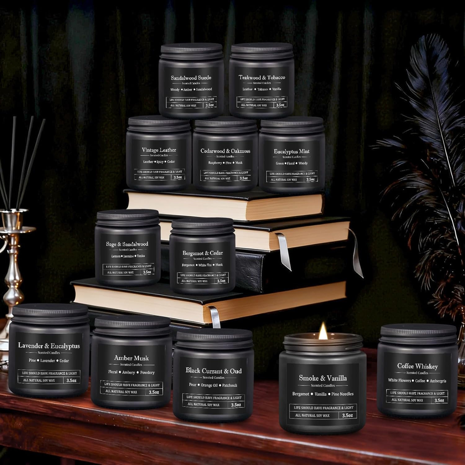 Soy Wax Black Scented Candle — 12x8 - View 4