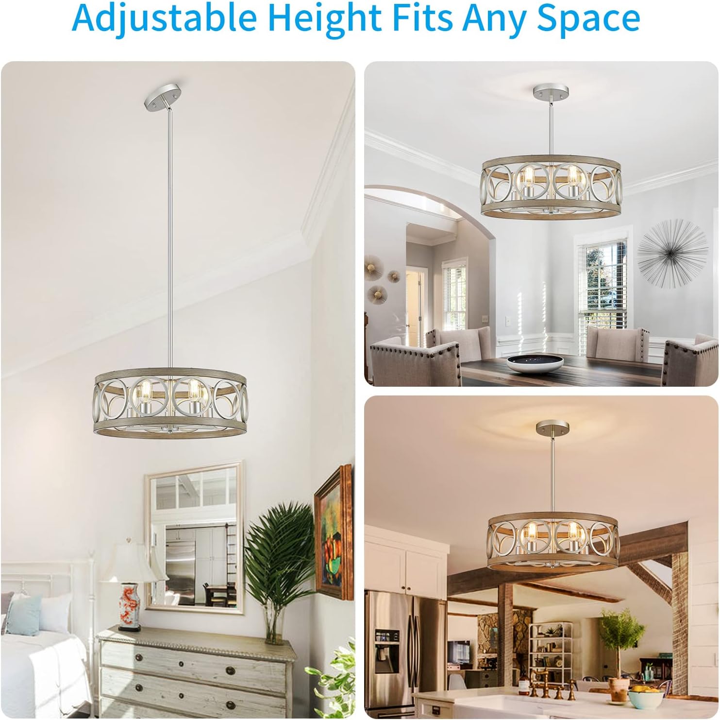Round Farmhouse Black Chandelier — 5-Light - View 6