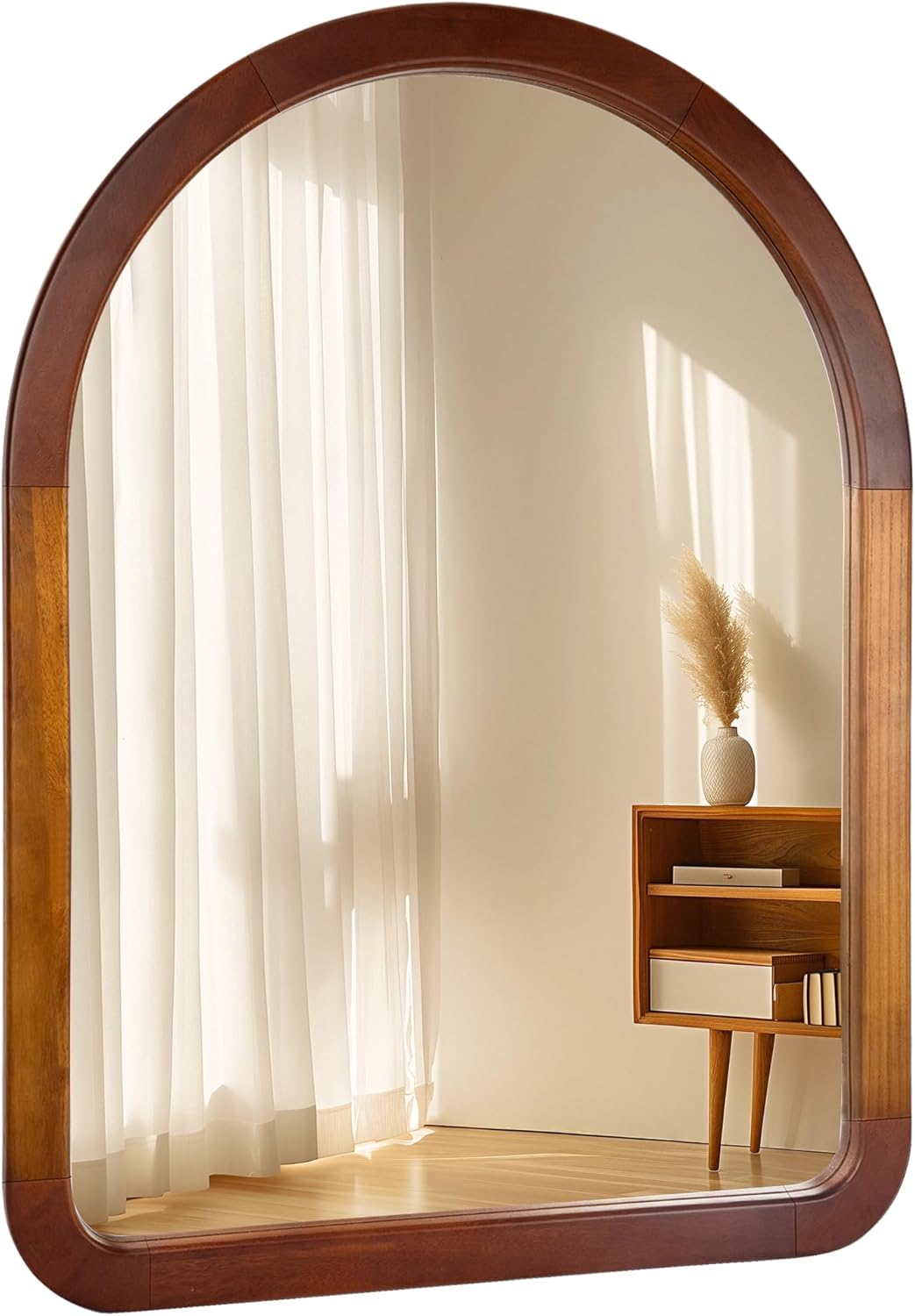 Round Farmhouse Brown Wall Mirror — 30" — 40"L x 30"W