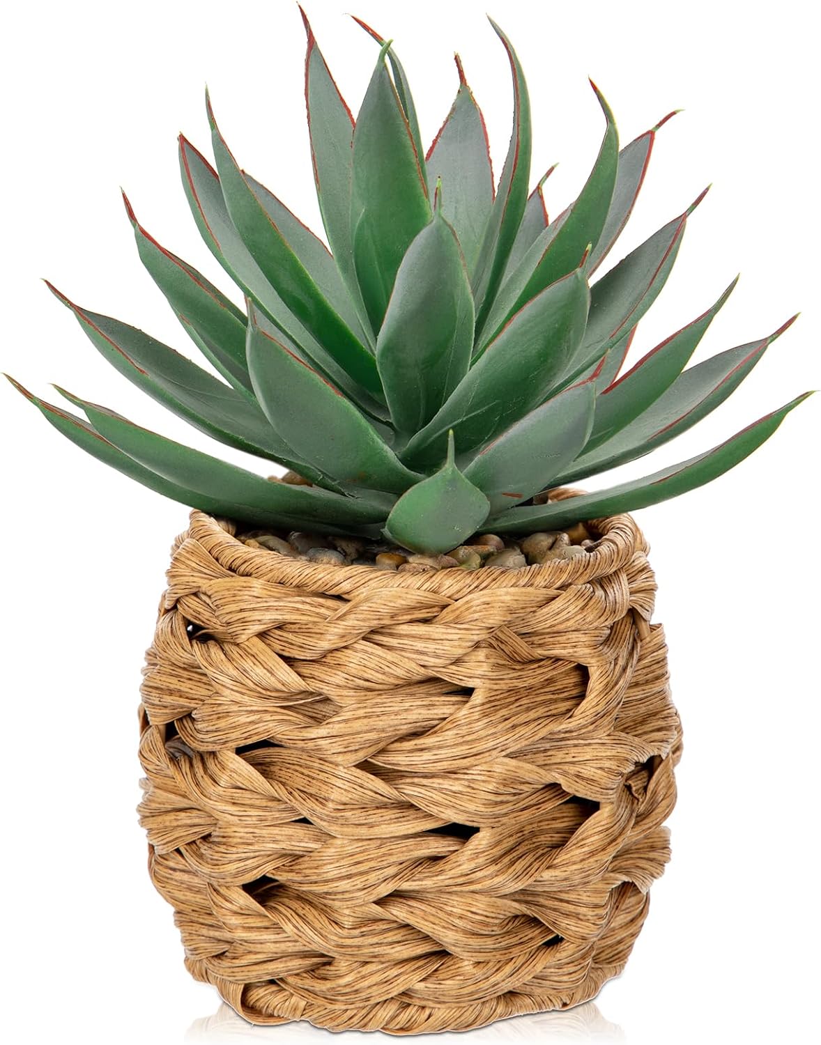 Farmhouse Black Faux Plant — Aloe-wicker Basket