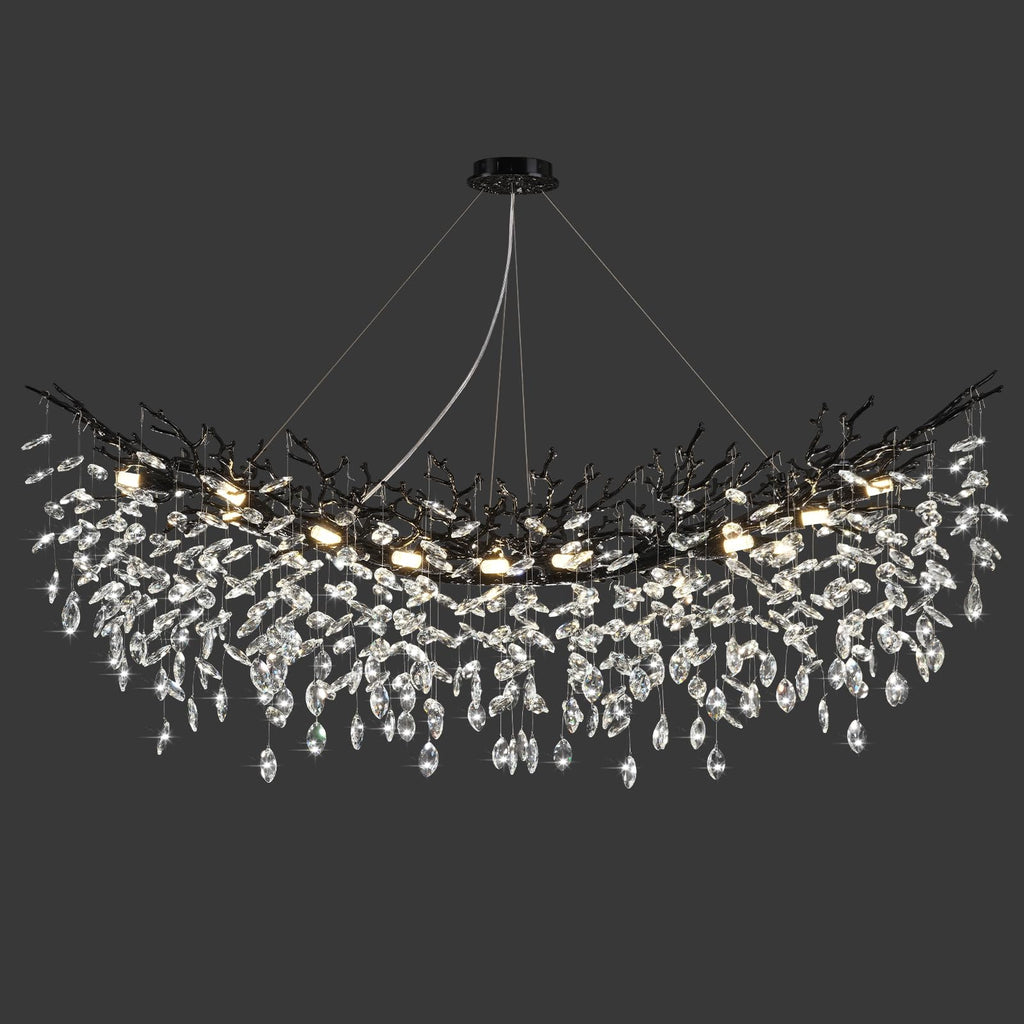 Rectangular Luxe Black Chandelier — 16-Light