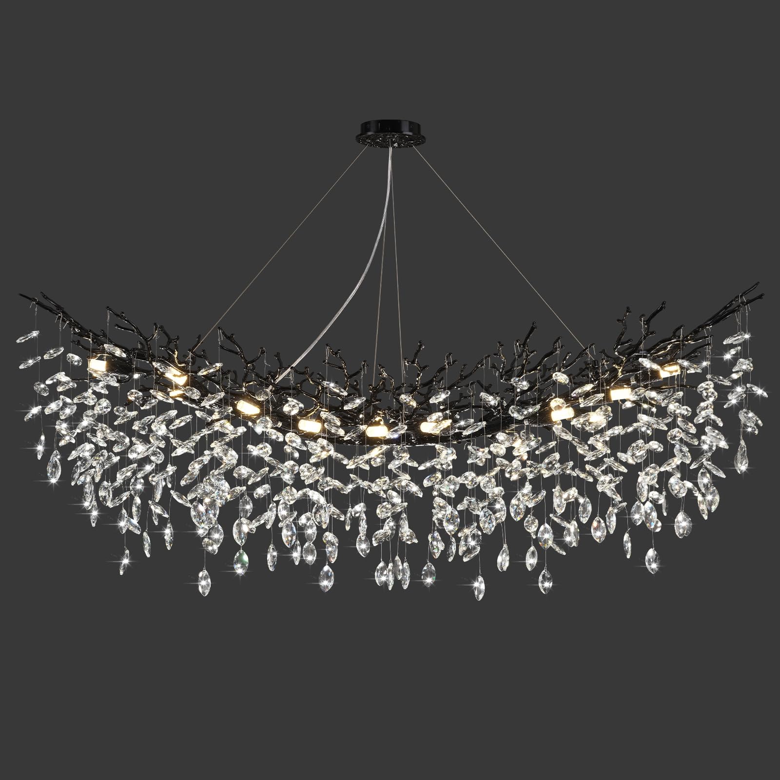 Rectangular Luxe Black Chandelier — 16-Light