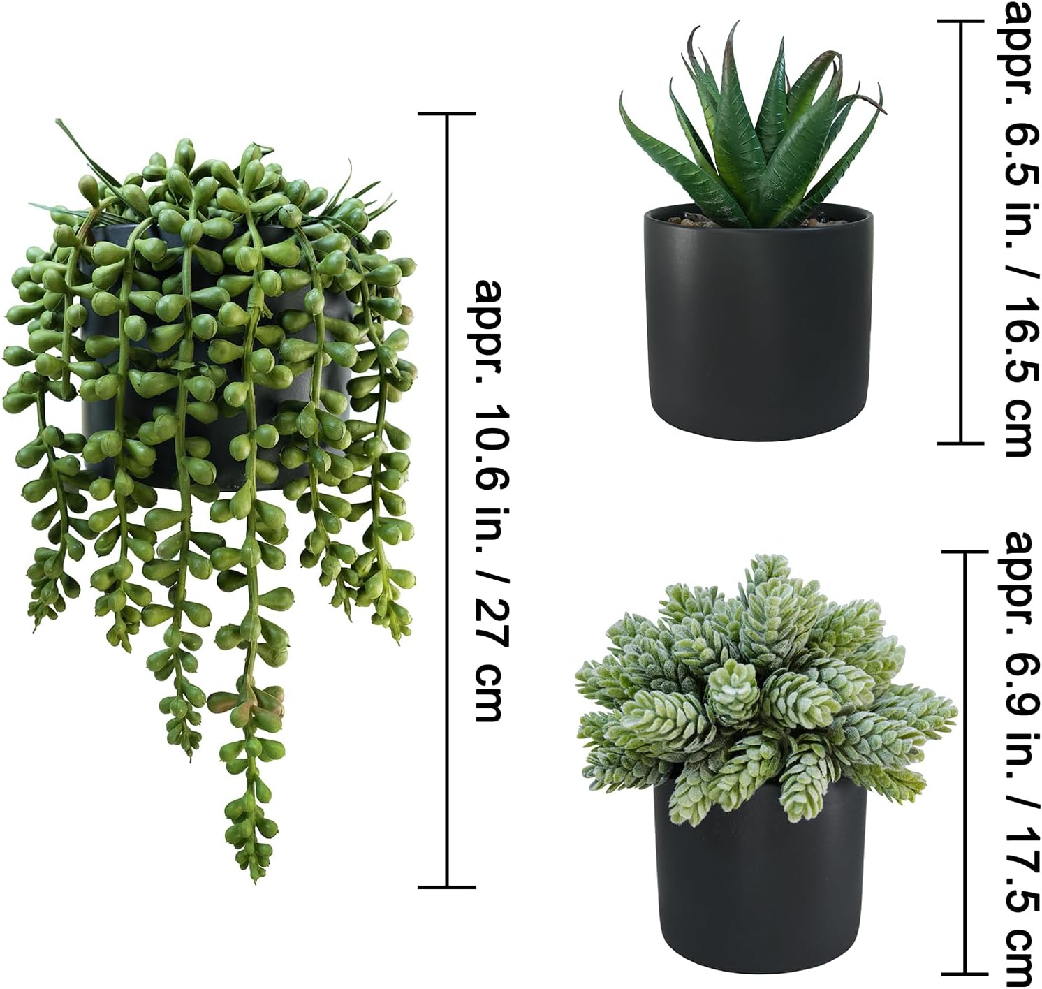 Black Artificial Plant — Set of 3 - View 2