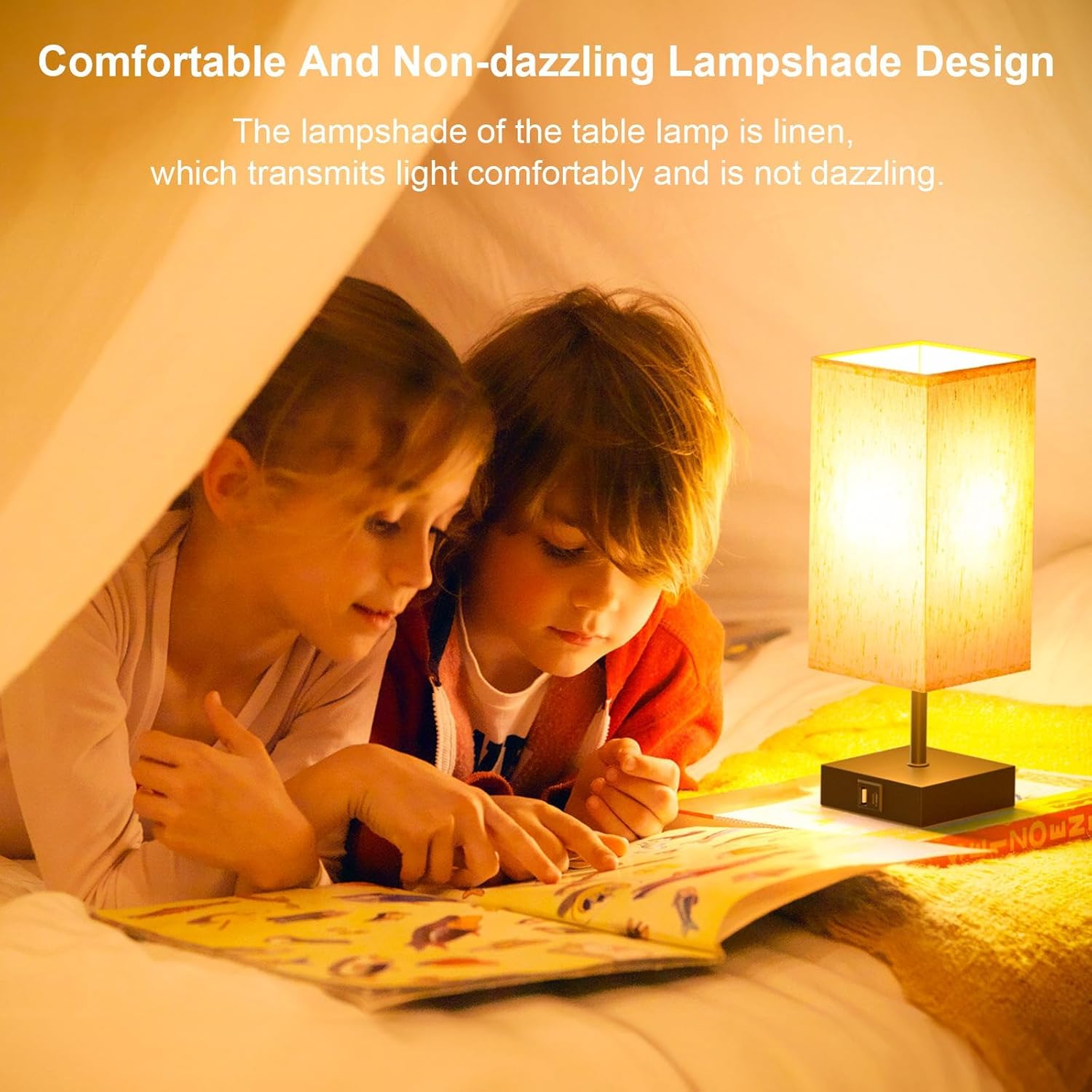 Dimmable Fabric Bedside Lamp — 5" - View 5