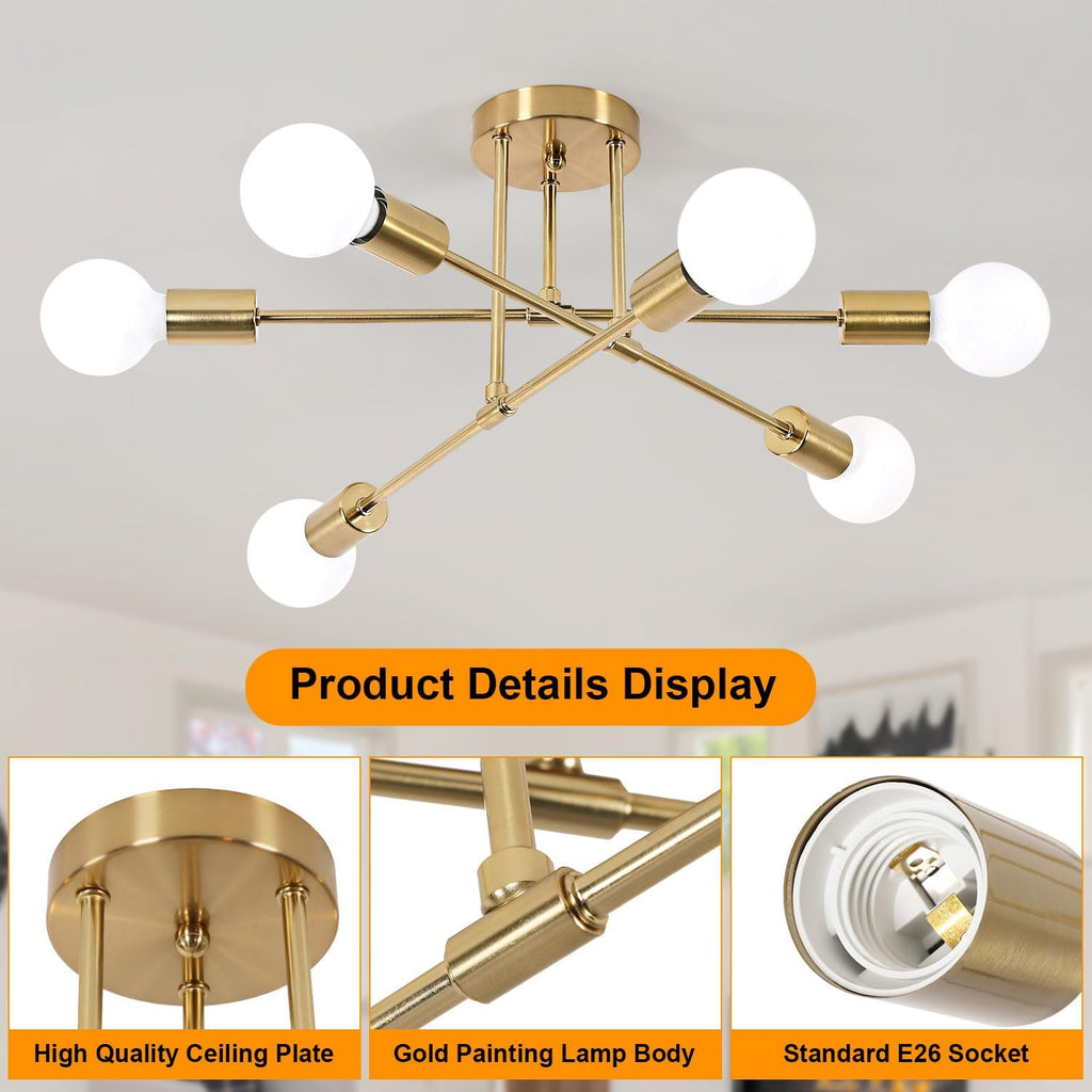 Luxe Black Chandelier — 6-Light - View 5
