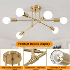 Luxe Black Chandelier — 6-Light - View 5