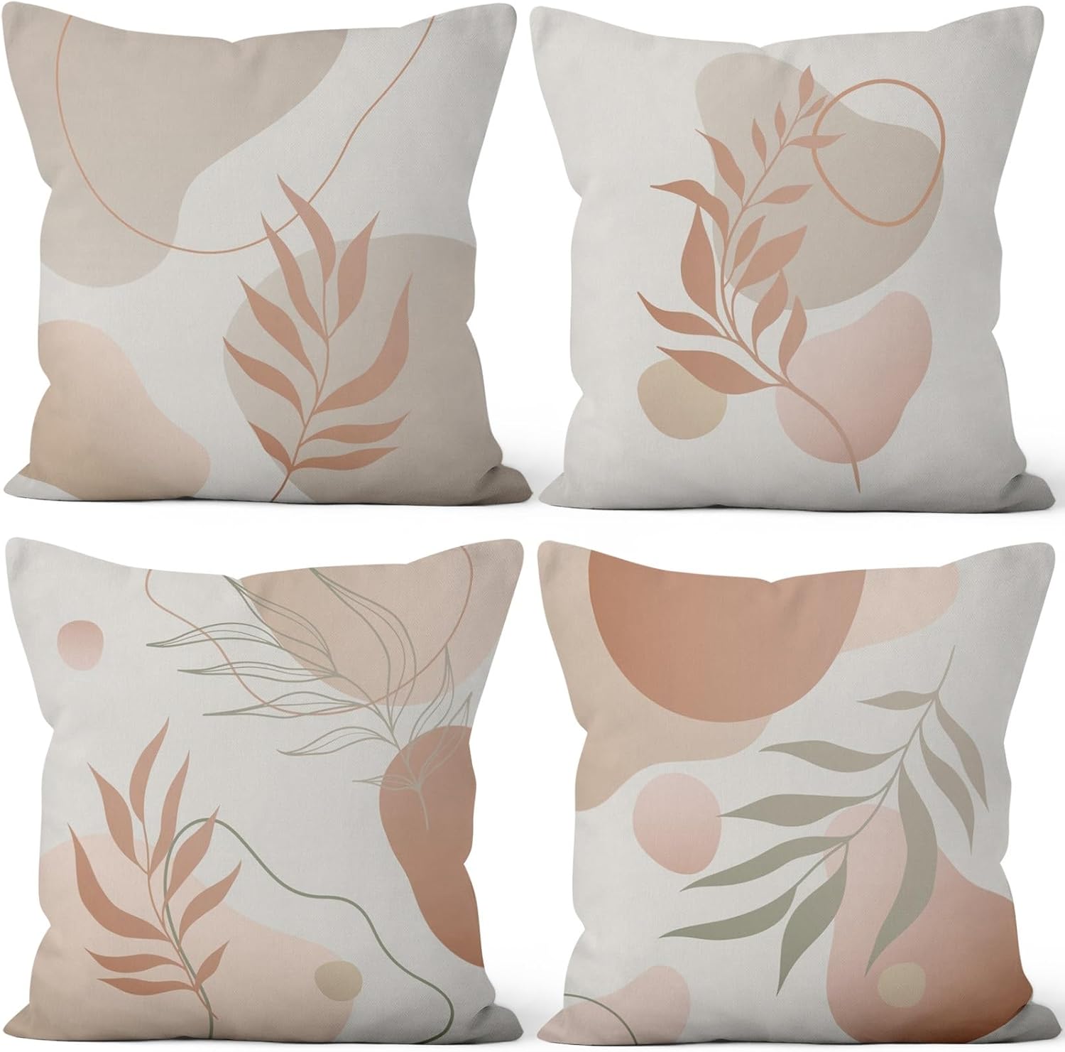 Boho Fabric Throw Pillow Cover — 16" — 20" x 20" (Pack of 4)