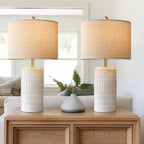 Farmhouse Beige Desk Lamp — 23"