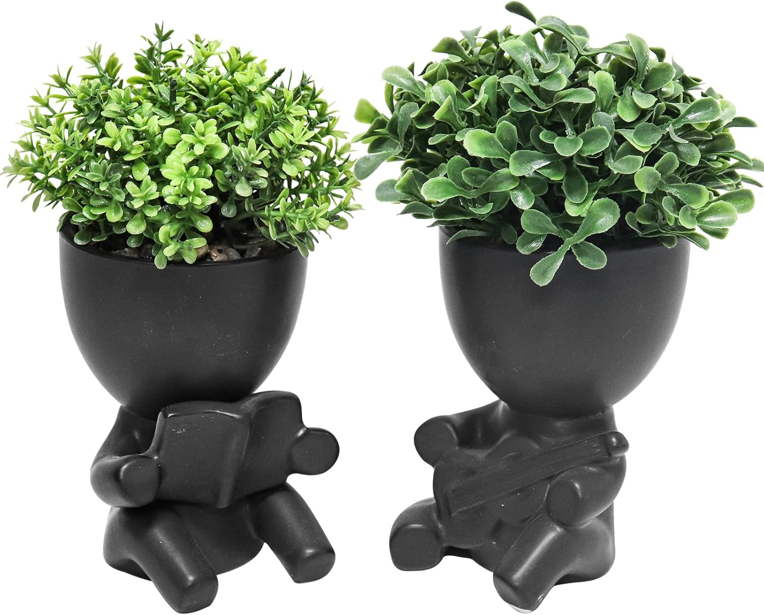 Beige Faux Succulent — Set of 1 — Black
