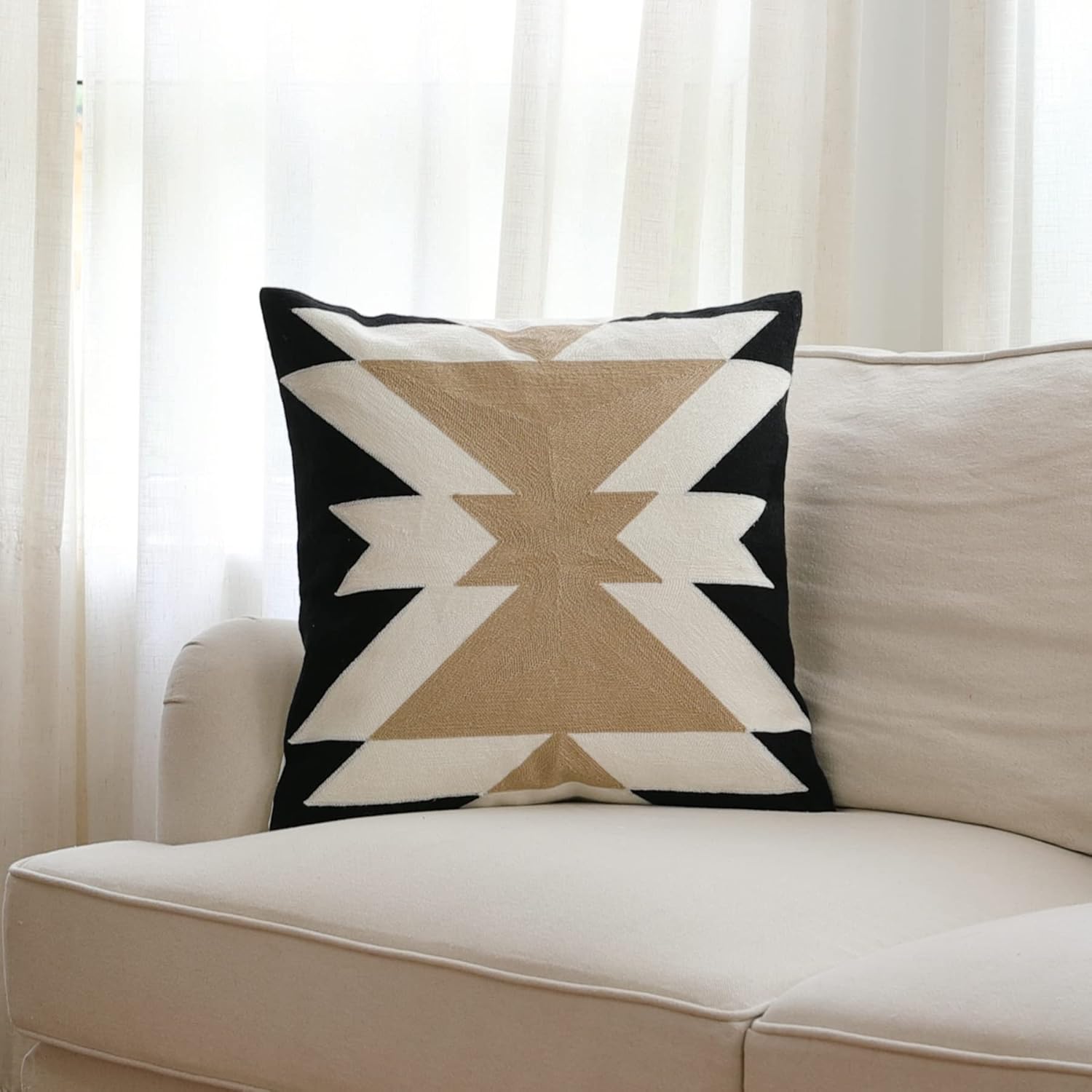 Boho Fabric Throw Pillow Cover — 18" — Pattern D