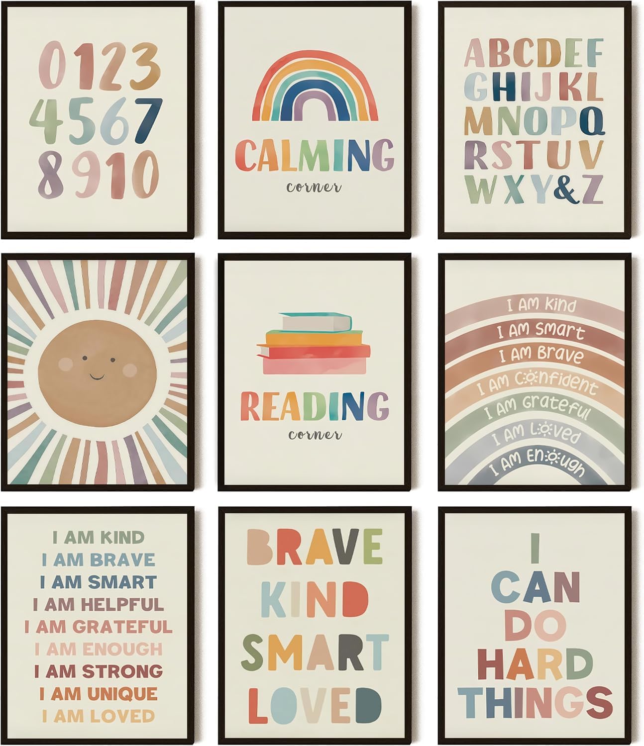 Unframed Farmhouse Black Wall Decor — 10" — Colorful letters