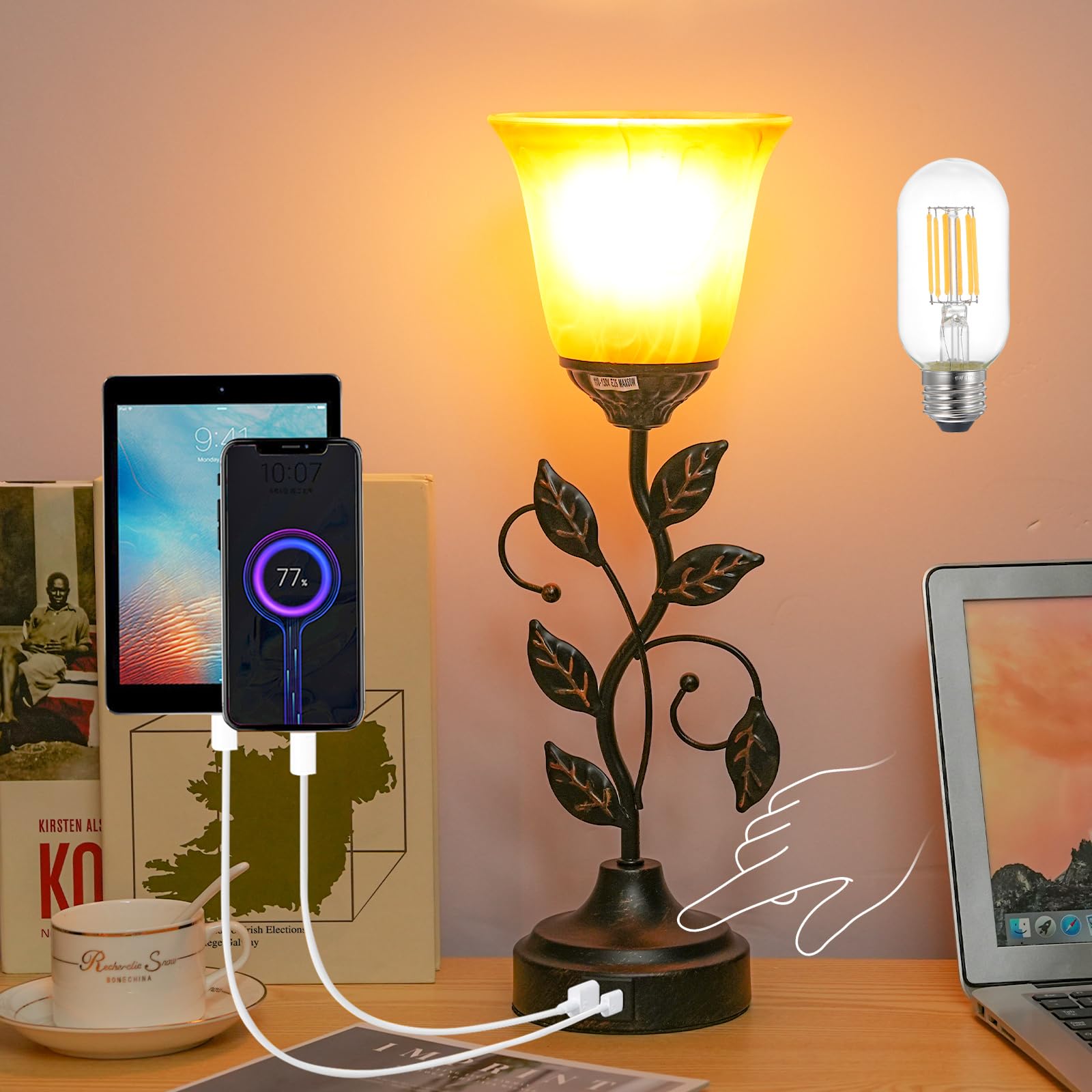Dimmable Glass Bedside Lamp