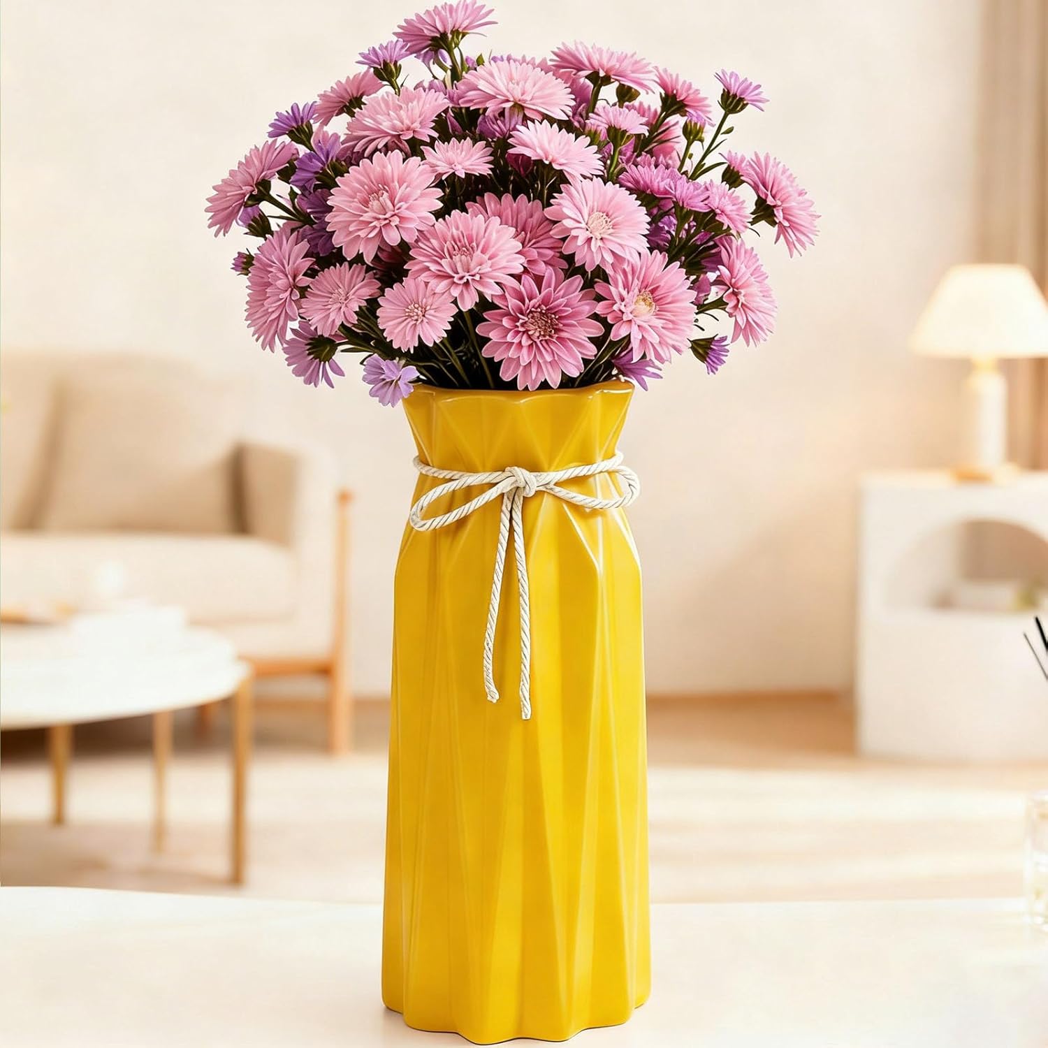 Farmhouse Blue Flower Vase — 9.5" — #B 9.5" Yellow Tall Vase