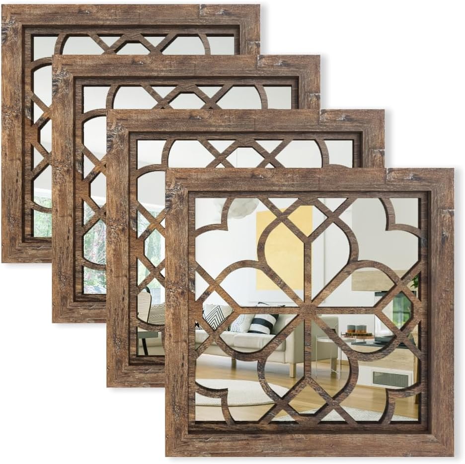 Vintage Boho Brown Wall Mirror — 12" — Redbrown