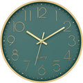 Battery Operated Luxe Black Wall Clock — 12" — Green