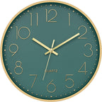 Battery Operated Luxe Black Wall Clock — 12" — Green