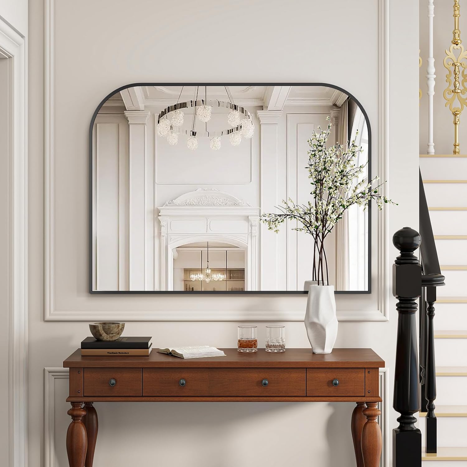 Framed Luxe Black Vanity Mirror — 30" — Black
