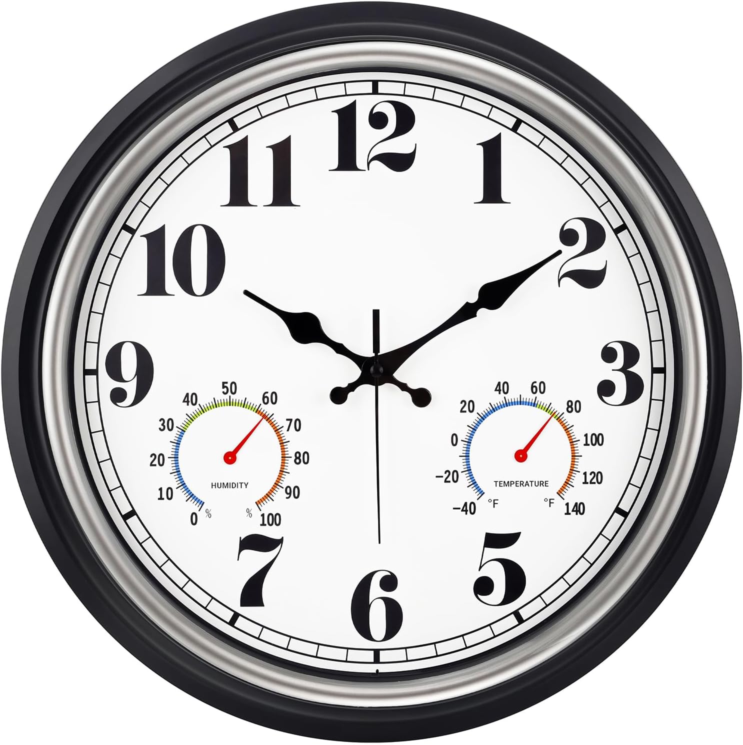 Vintage Black Wall Clock — 16 Black-silver