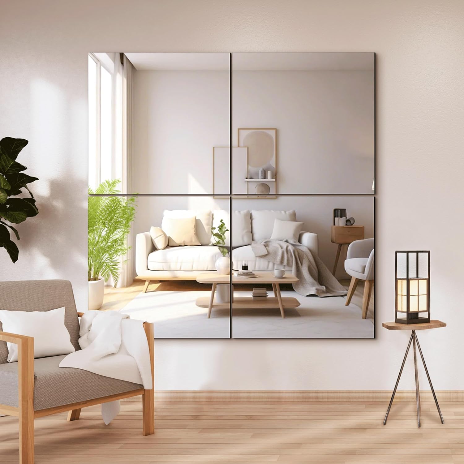 Glass Wall Mirror — 50" — 20''x20''-4PCS