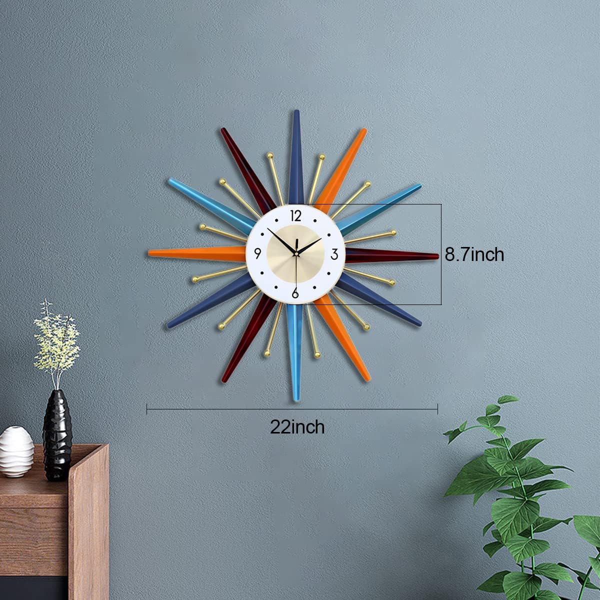 Battery Operated Mid-Century Wall Clock — 22" - View 6