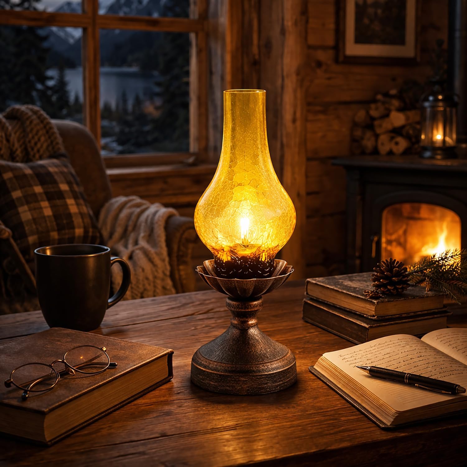 Dimmable Farmhouse Green Bedside Lamp - View 4
