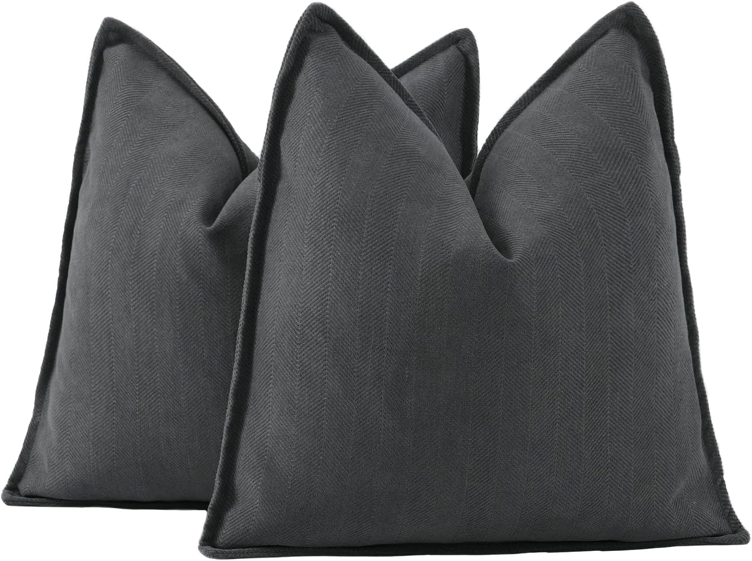 Chenille Boho Beige Throw Pillow Cover — 20" — Dark Grey