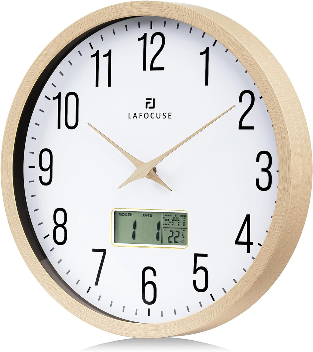 Battery Operated Beige Wall Clock — 12" — Beige