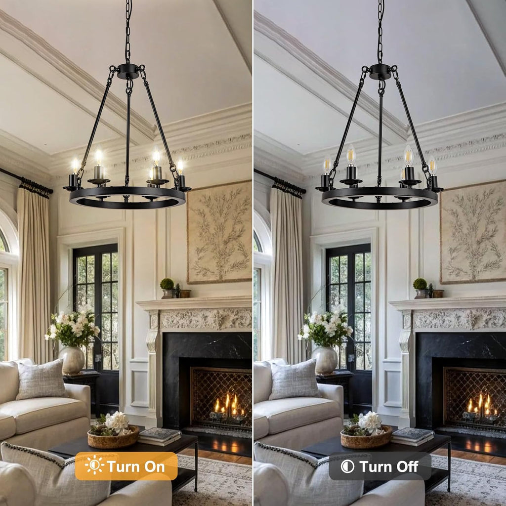 Adjustable Farmhouse Black Chandelier — 6-Light - View 6