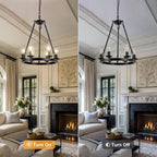 Adjustable Farmhouse Black Chandelier — 6-Light - View 6