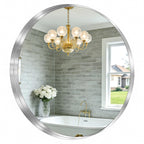 Framed Metal Round Mirror — 28"