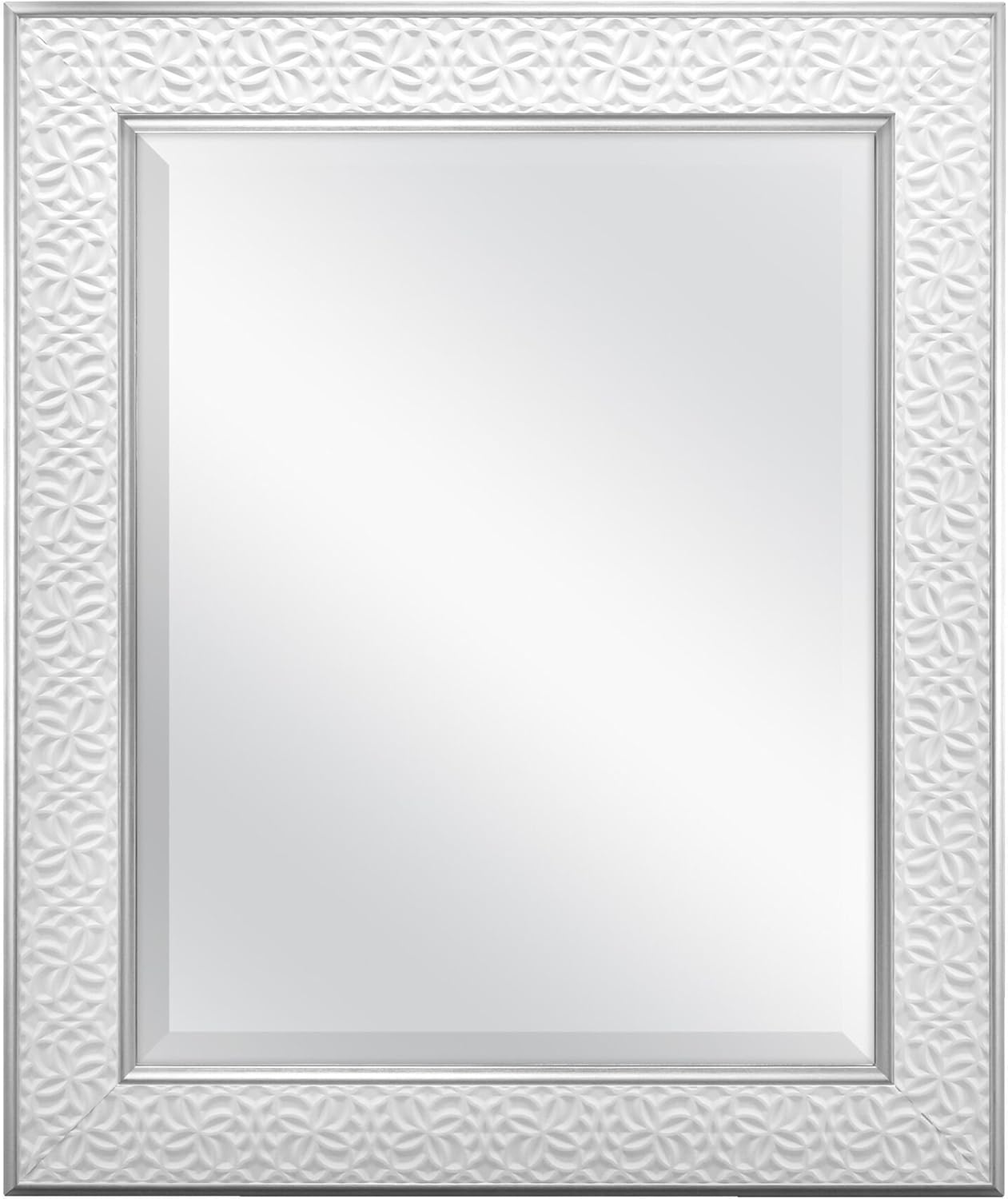 Round Modern Black Mirror — 26" — White