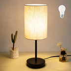 Linen Modern Beige Desk Lamp