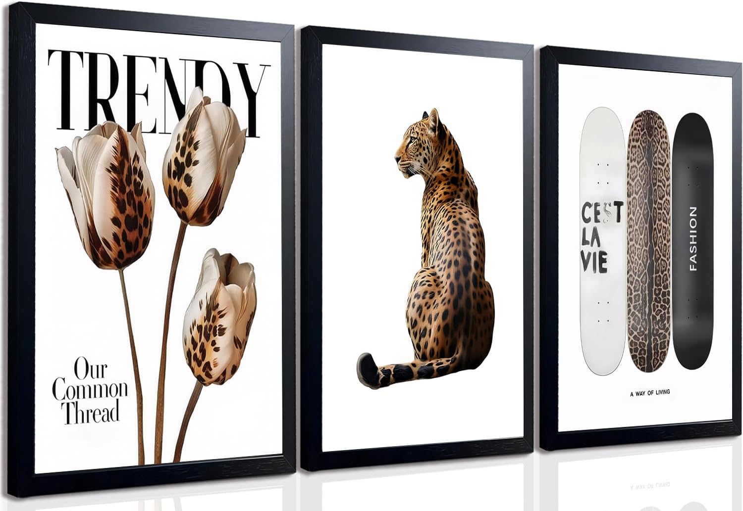 Framed Pink Canvas Wall Art — 12x16 — Leopard Framed