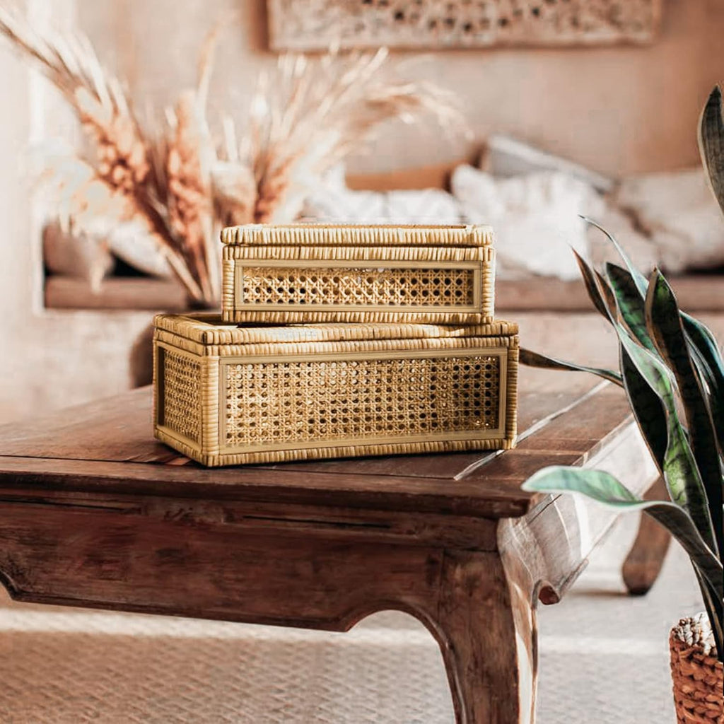 Handwoven Boho Glass Storage Bin — 15.55" - View 5