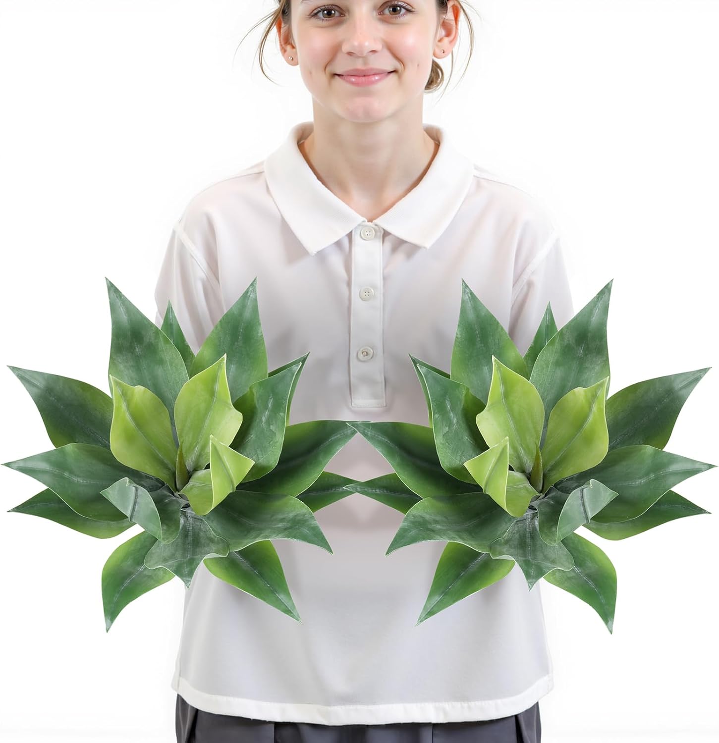Blue Faux Plant — 14" — Soft-green 01